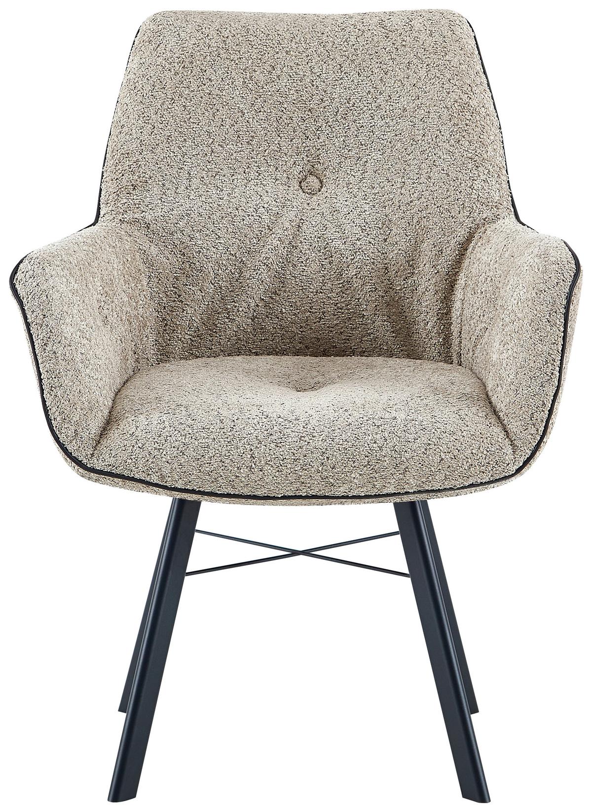 Armlehnstuhl Allie 125 Beige - Beige, Design, Textil/Metall (64/91/61cm) - Kayoom