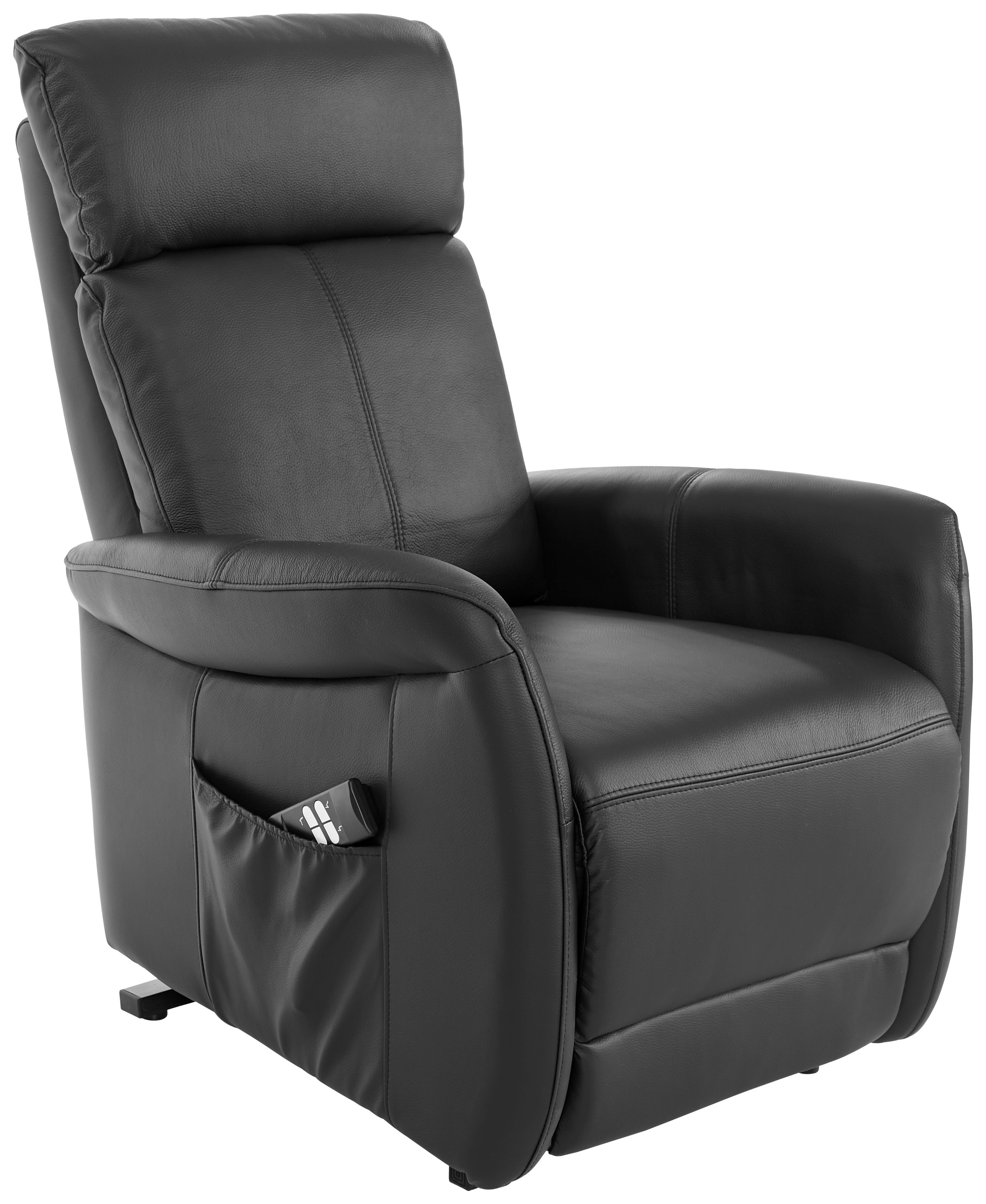 Fernsehsessel Elektrisch Hamilton Leder Schwarz - Schwarz, KONVENTIONELL, Leder/Textil (74/108/90cm) - Luca Bessoni