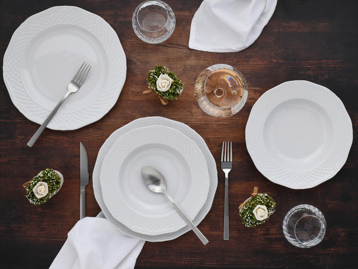 Tafelservice Arianne 12-Tlg. Keramik, Weiß - Weiß, Basics, Keramik - Creatable