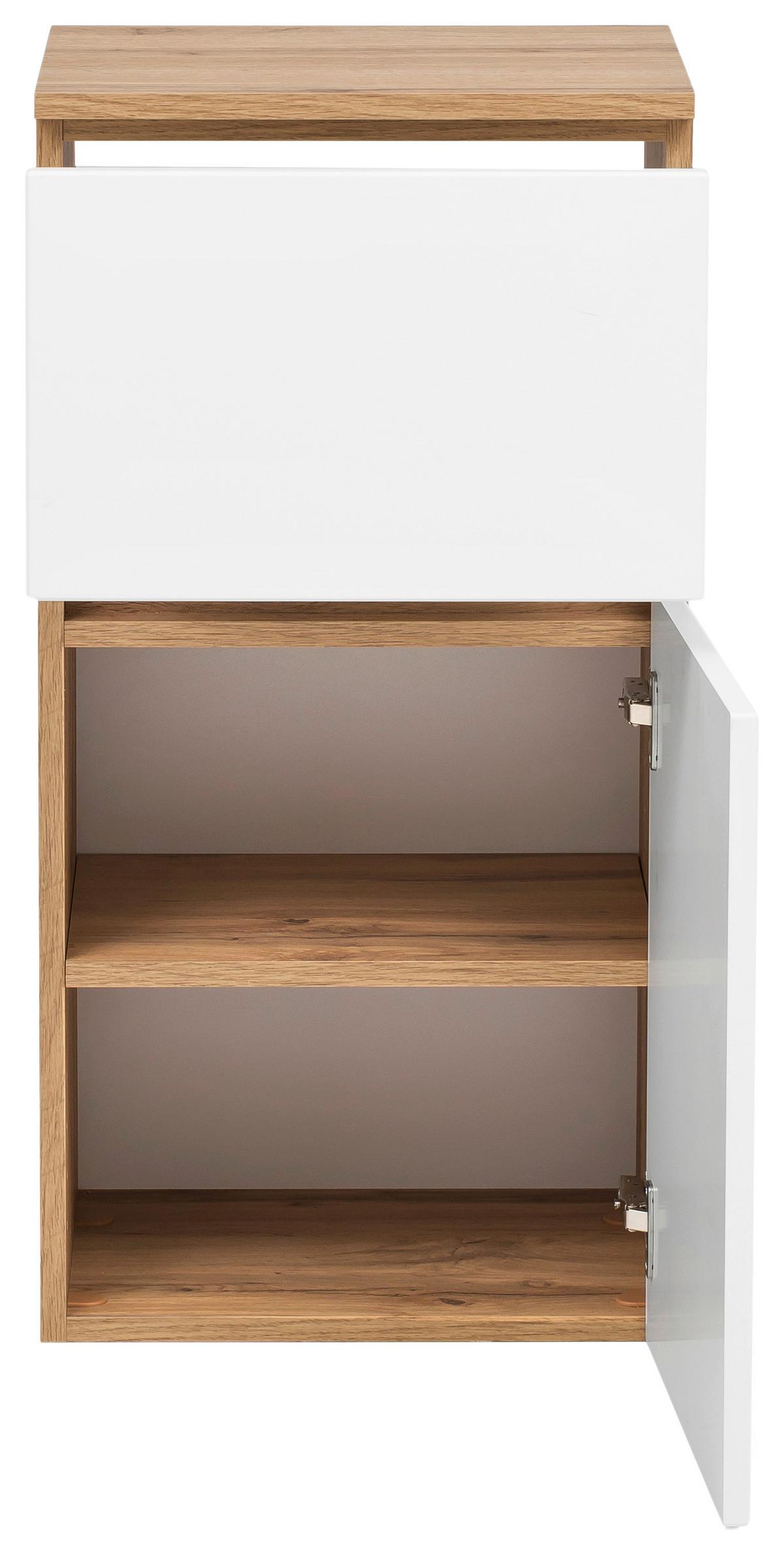 Unterschrank Kopenhagen B: 40 Cm Weiß/eiche Dekor - Eichefarben/Silberfarben, KONVENTIONELL, Holzwerkstoff (40/79/35cm) - Held