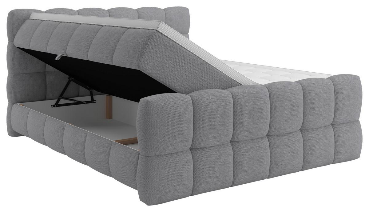 BOXSPRINGBETT inkl. Bettkasten 180x200 - Schwarz/Grau, Trend, Holz/Holzwerkstoff (180/200cm) - Sembella