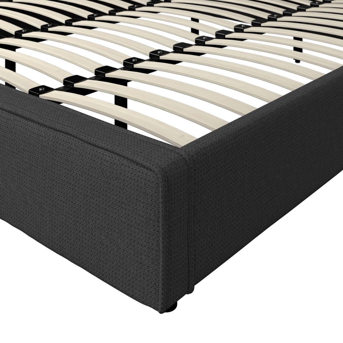 Čalouněná postel GINA 180x200 cm, tmavě šedá - černá/tmavě šedá, Moderní, kov/dřevo (180/200cm) - Bessagi Home