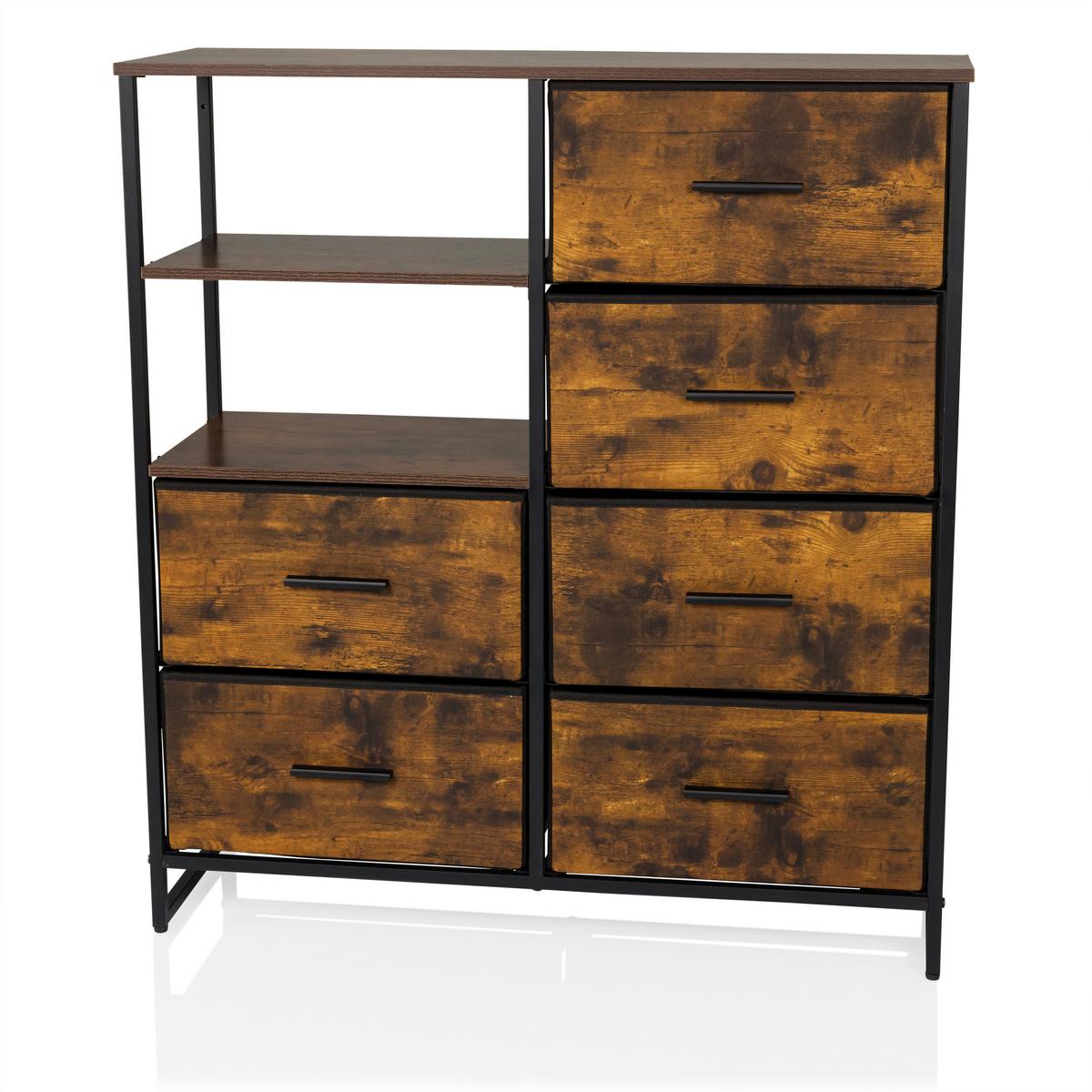 Kommode Ragala Eichefarben B: 84 Cm - Eichefarben/Schwarz, MODERN, Holzwerkstoff/Textil (84/92/30cm) - MID.YOU