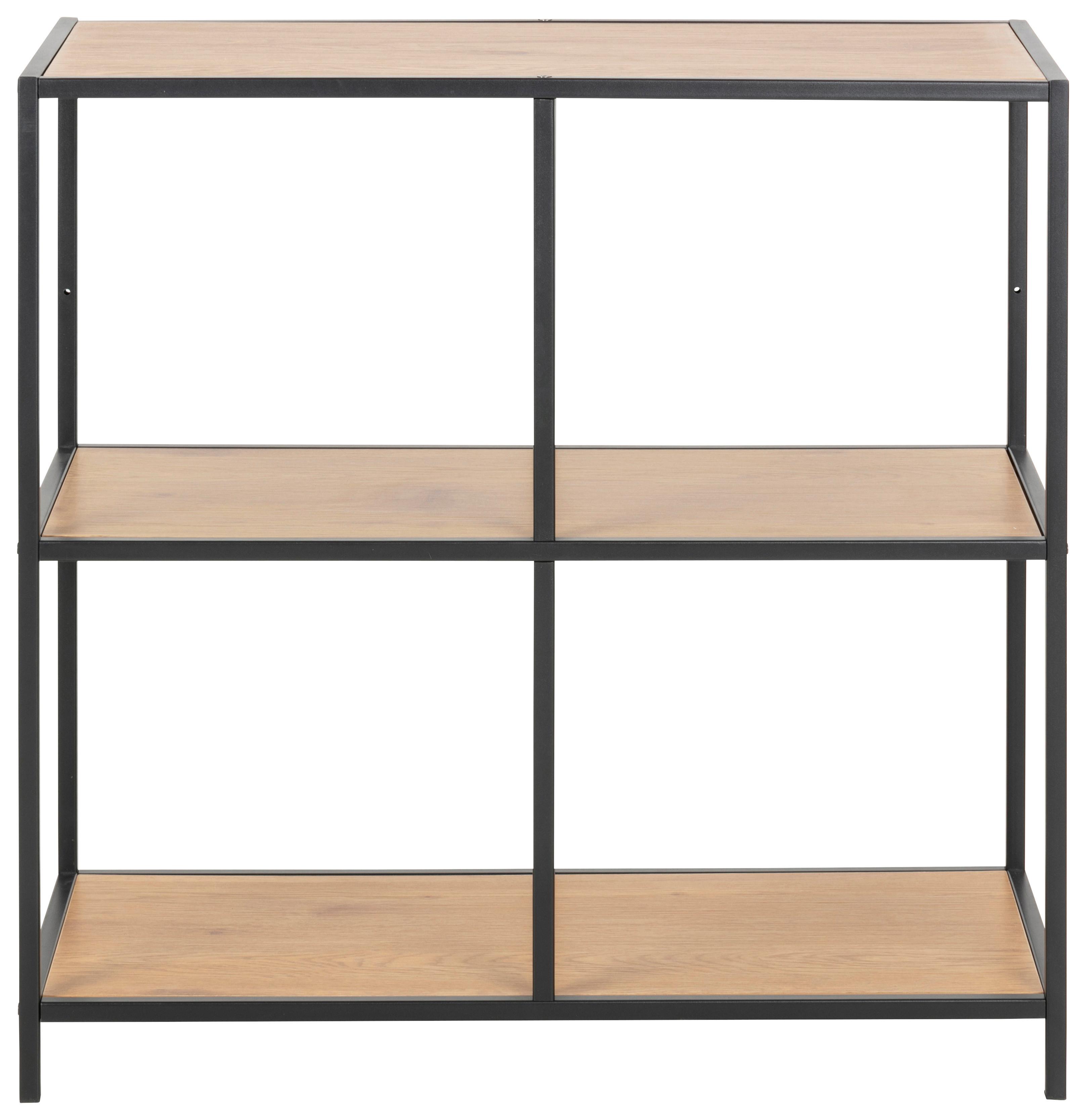 Regal Seaford B 77cm, Schwarz/Eiche Dekor - Eichefarben/Schwarz, MODERN, Holzwerkstoff/Metall (77/78/35cm) - MID.YOU