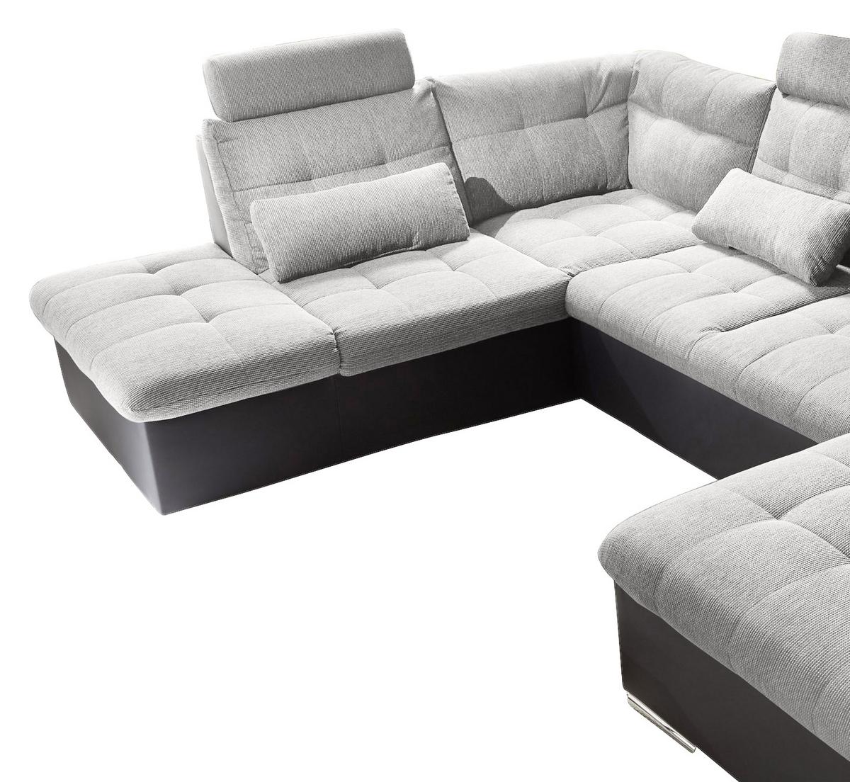 Sedací souprava ve tvaru U JAKARTA stříbrná /černá - černá/barvy stříbra, Moderní, kompozitní dřevo/textil (218/324/170cm) - MID.YOU