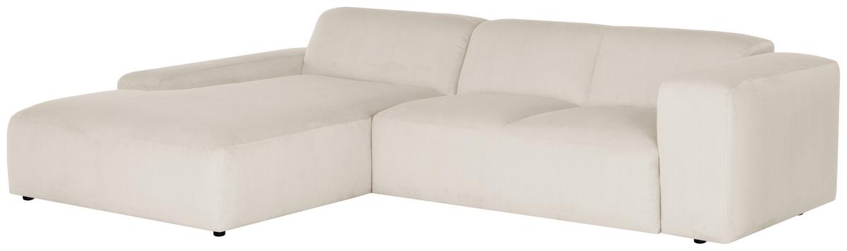 Ecksofa Hannah Creme 200x304 Cm - Creme/Schwarz, Design, Textil (200/304cm) - MID.YOU