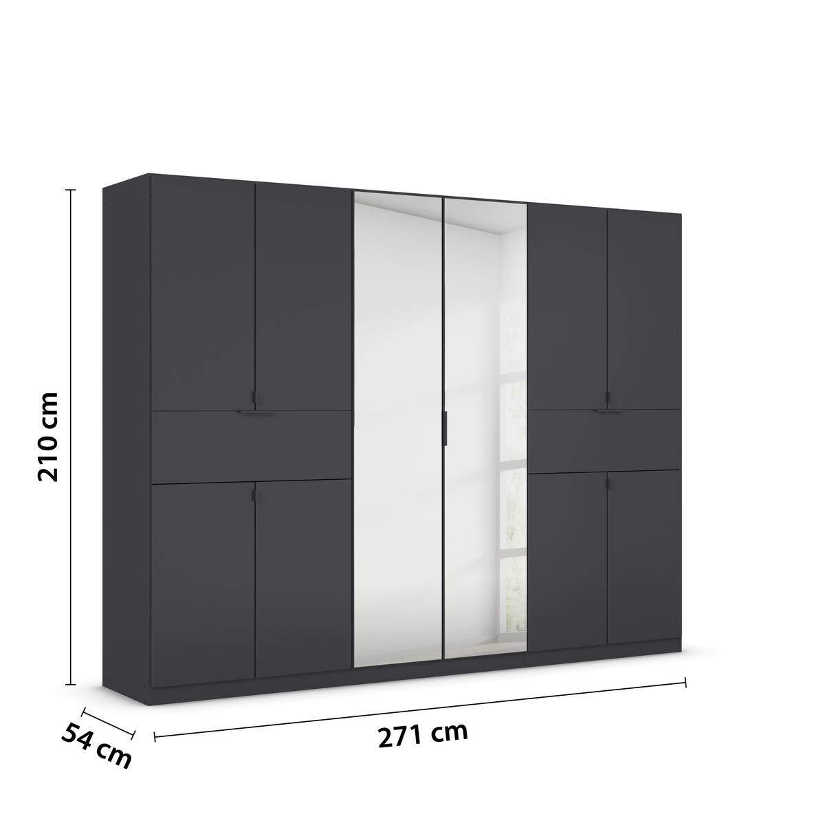 Drehtürenschrank Ticao Grau B: 271 cm - Silberfarben/Grau, MODERN, Holzwerkstoff (271/210/54cm) - Rauch Möbel