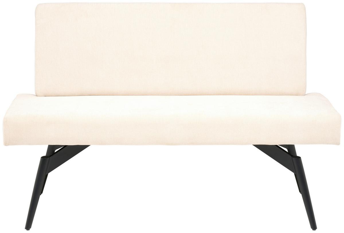 Sitzbank Tinos Mit Lehne Beige, B: 140 Cm - Beige/Schwarz, KONVENTIONELL, Textil/Metall (140/88/62cm) - MID.YOU