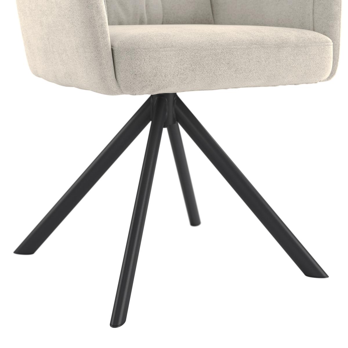 Armlehnstuhl Susan Beige Schwarz/Sitzfläche 360°drehbar - Beige/Schwarz, KONVENTIONELL, Holz/Textil (59/90/66cm)