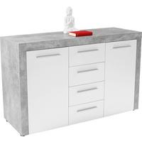 Kommode mit Türdämpfer B 149cm Focus, Beton Optik/Weiß - Schwarz/Weiß, MODERN, Holzwerkstoff (149/86/45cm)