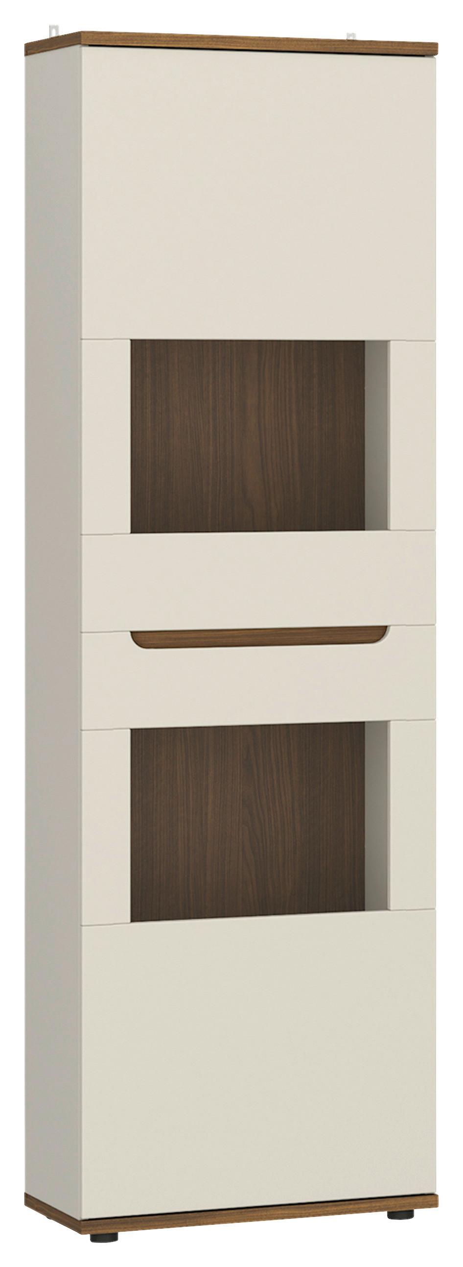 Vitrine Kansas Nussbaum/Kaschmir B: 60cm - Kaschmir/Nussbaumfarben, Basics, Glas/Holzwerkstoff (60/199/38cm) - Hom`in