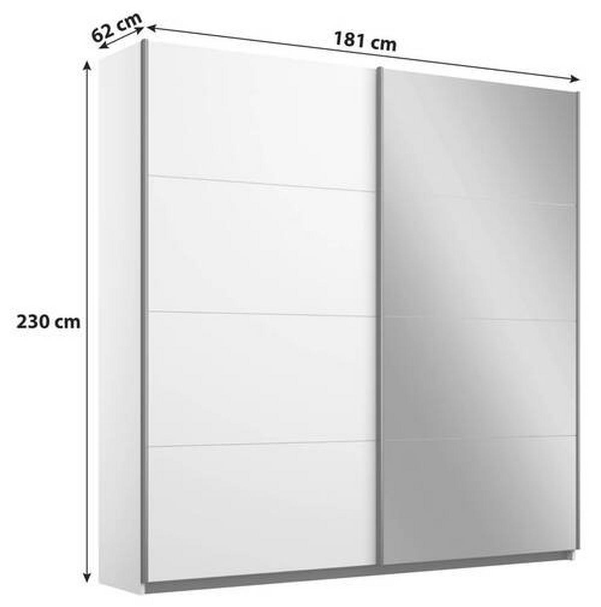 Schwebetürenschrank M. Spiegel 181cm Belluno, Weiß Dekor - Weiß, MODERN, Holzwerkstoff (181/230/62cm) - Rauch Möbel