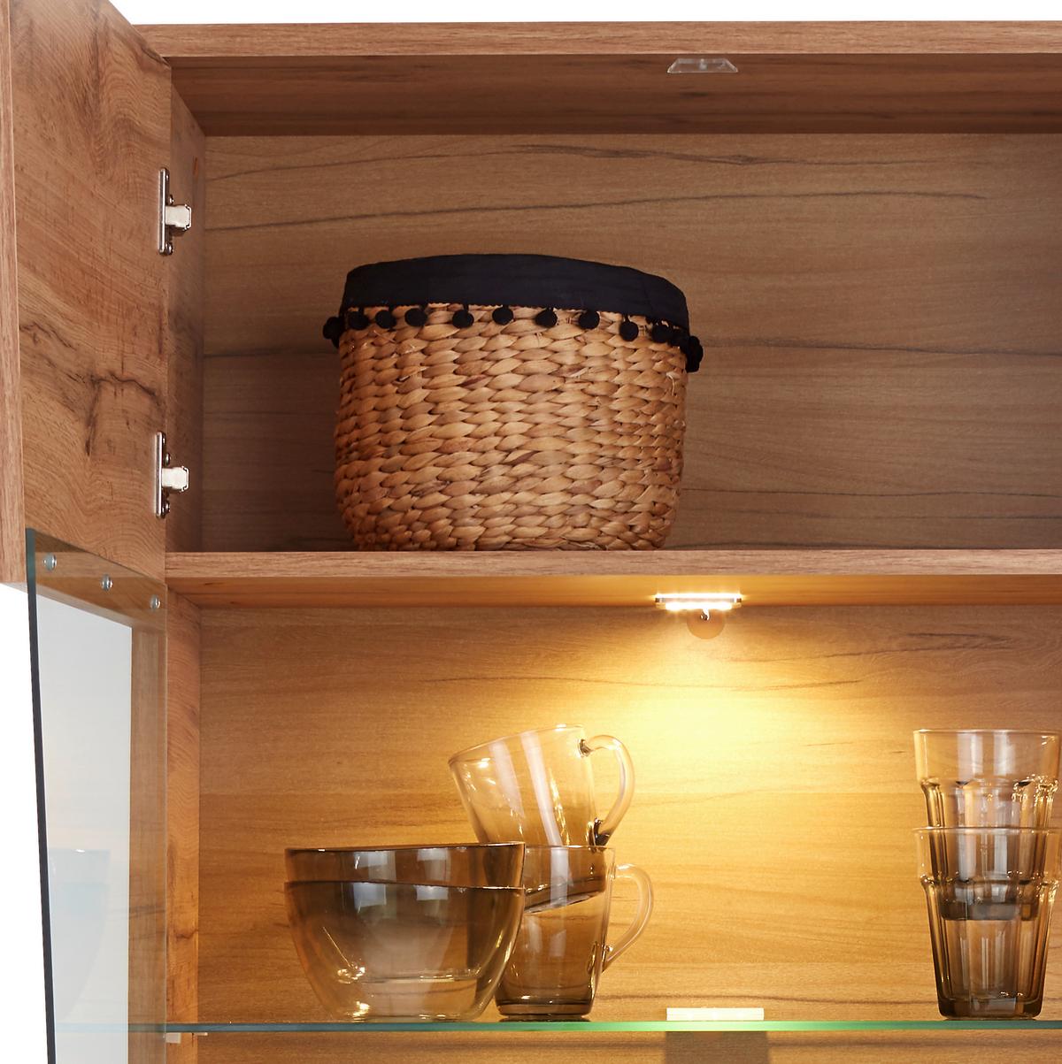 Vitrine Venedig B: 70 Cm Betonoptik/wotan Eiche Dekor - Eichefarben/Dunkelgrau, MODERN, Glas/Holzwerkstoff (70/196/37cm)