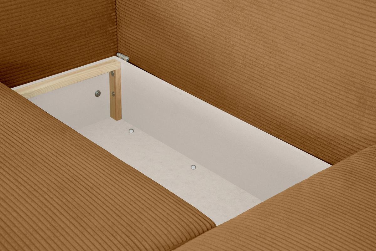Ecksofa Joni Geld S: 250 cm - Braun, Design, Textil (250/151cm) - MID.YOU