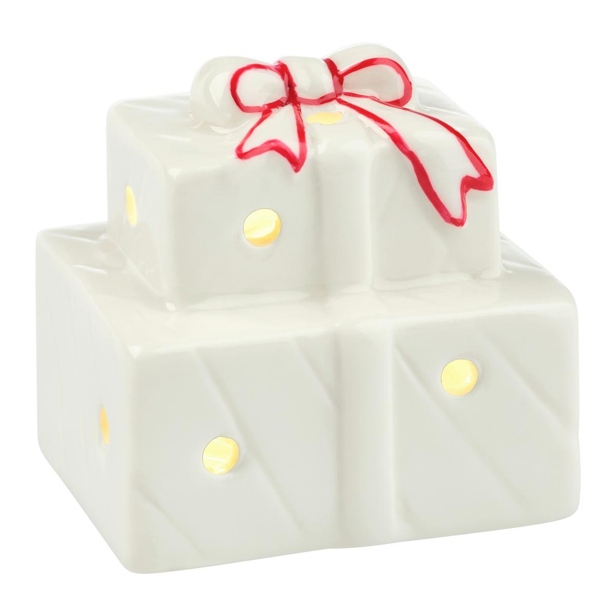 Vánoční figurka LED/ teplá bílá - bílá/červená, Konvenční, keramika (5,5/5,2/4,7cm) - Mömax