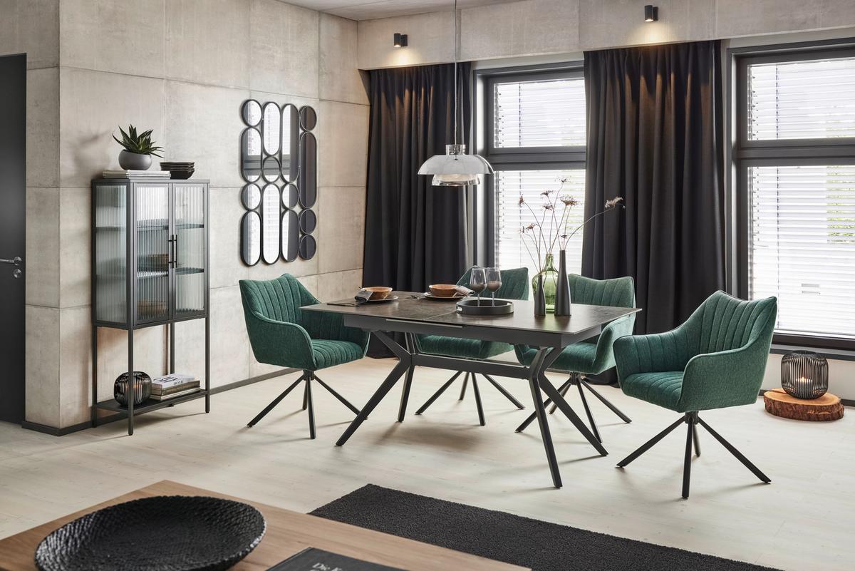 Židle s područkami Trient, zelená - černá/olivově zelená, Moderní, kov/textil (62/87/65cm) - Premium Living
