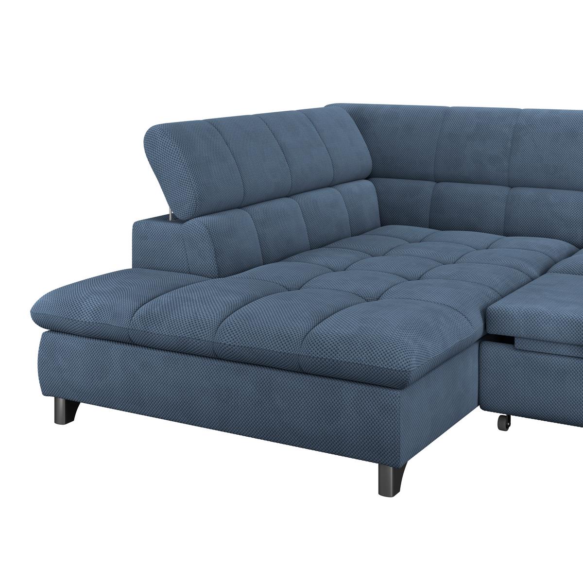 Ecksofa Gemini Dunkelblau, B: 234cm - Chromfarben/Dunkelblau, KONVENTIONELL, Textil (234/312cm)