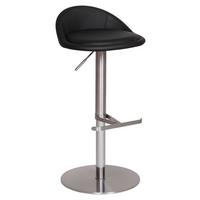 Barhocker höhenverstellbar Mit Lehne Lederlook Schwarz - Silberfarben/Schwarz, MODERN, Textil/Metall (43/54-79/43cm) - MID.YOU
