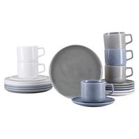Kaffeeservice 18-Teilig. Porzellan, multicolor - Graublau/Weiß, Basics, Keramik - Creatable