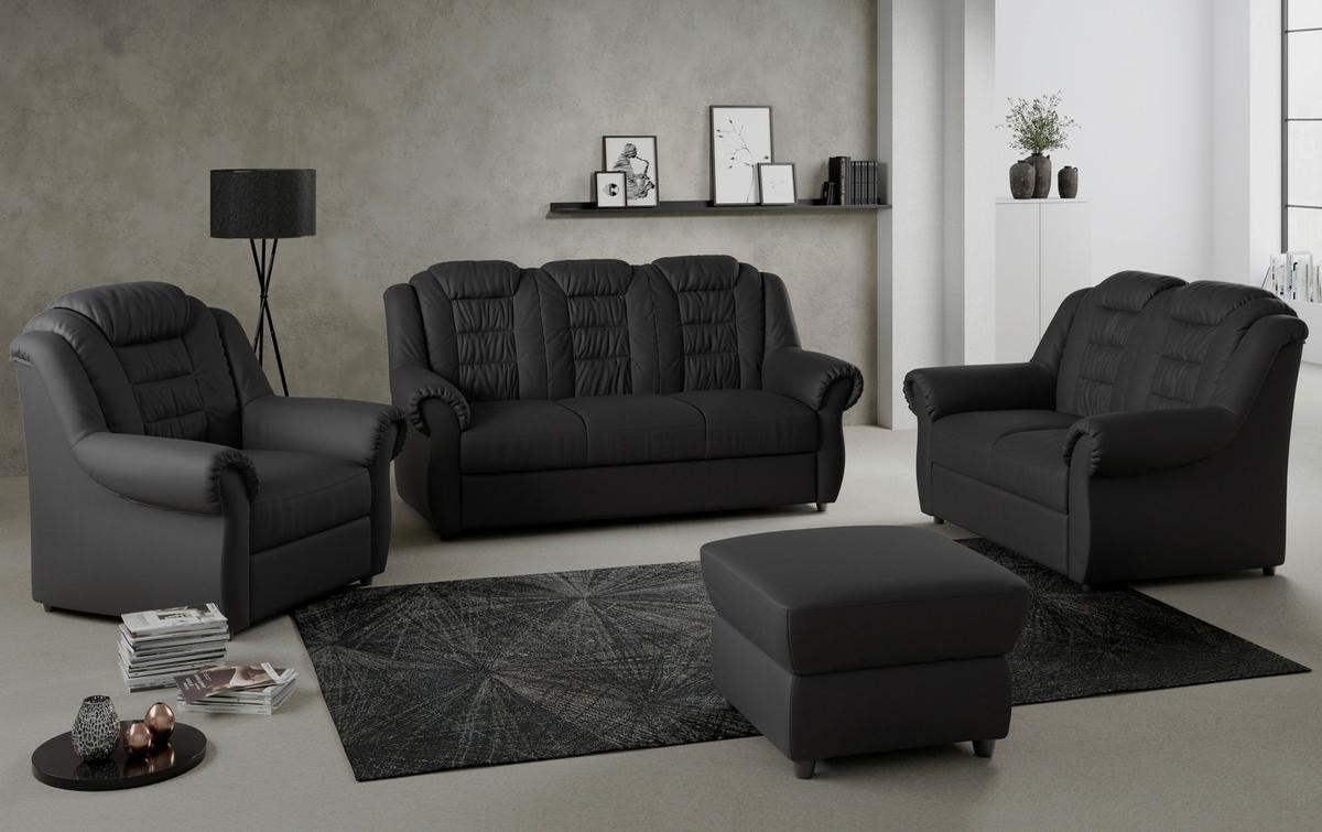 Polstersessel Boston Schwarz Lederlook - Schwarz, KONVENTIONELL, Textil (104/102/101cm) - Livetastic