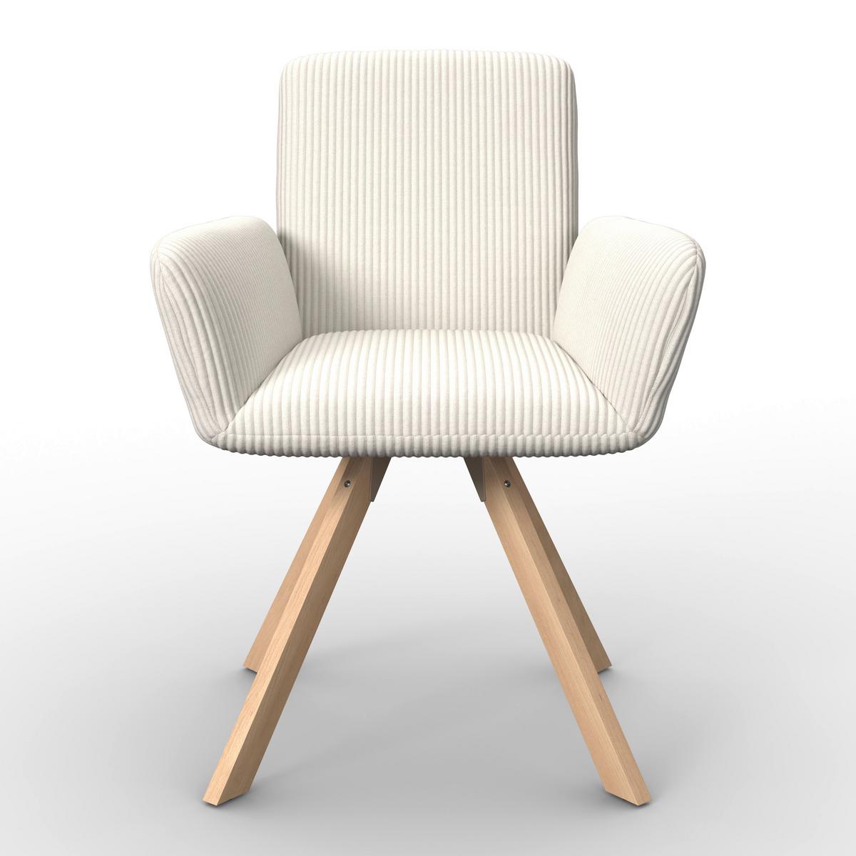 Židle s područkami Mairo MAIRO - krémová/barvy buku, Moderní, dřevo/textil (66/62/91cm) - Bessagi Home