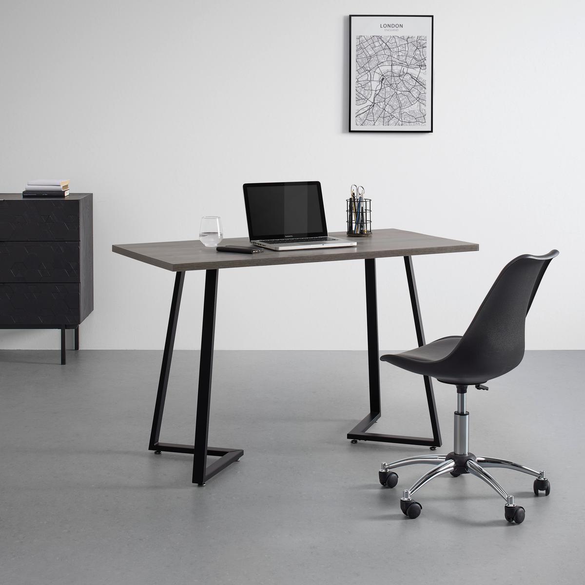 Písací stôl CAROLINA 120x60  cm - čierna/farba vlašského orecha, Modern, kov (120/60/75cm) - Bessagi Home