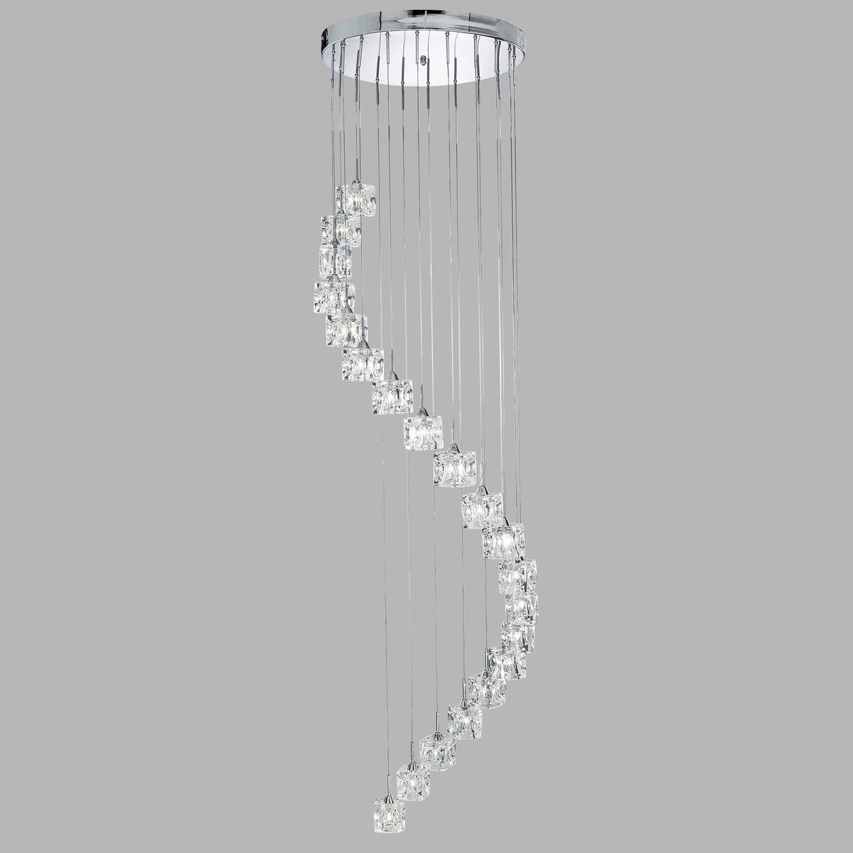 Led Függőlámpa Ice Cube Led 6720-20-Led - krómszínű, Design, üveg/fém (45/45/180cm)