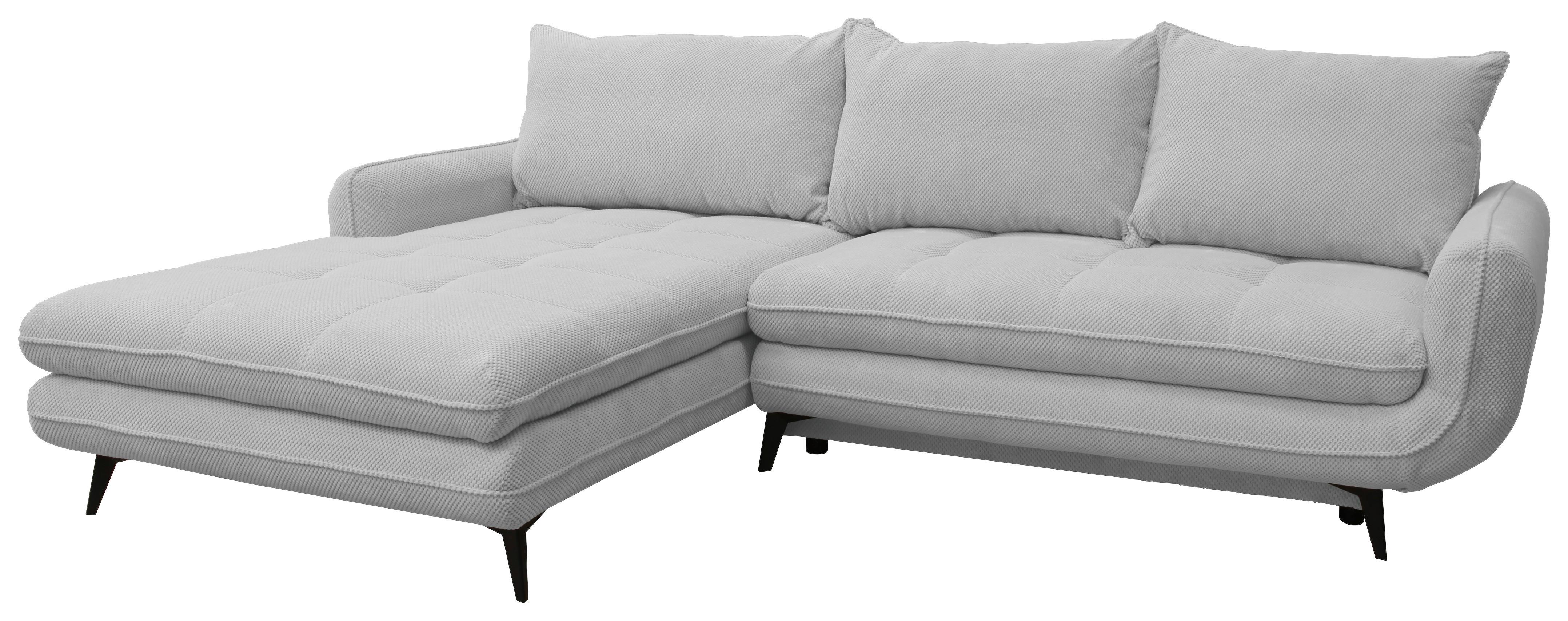 Rohová sedačka WAVE, ľavá, svetlosivá - čierna/svetlosivá, Modern, kov/textil (189/266cm)
