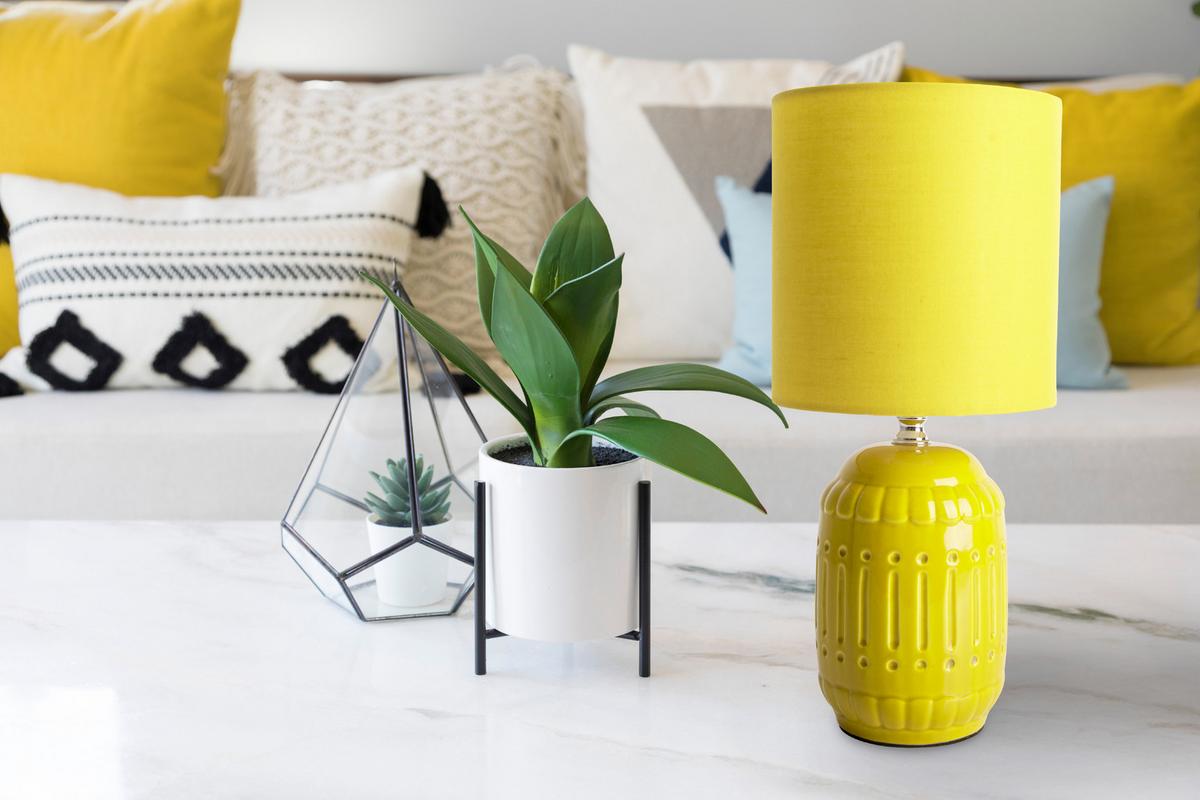 Tischlampe Gelb 3188315 - Gelb, Design, Keramik/Textil (41/31cm) - Näve