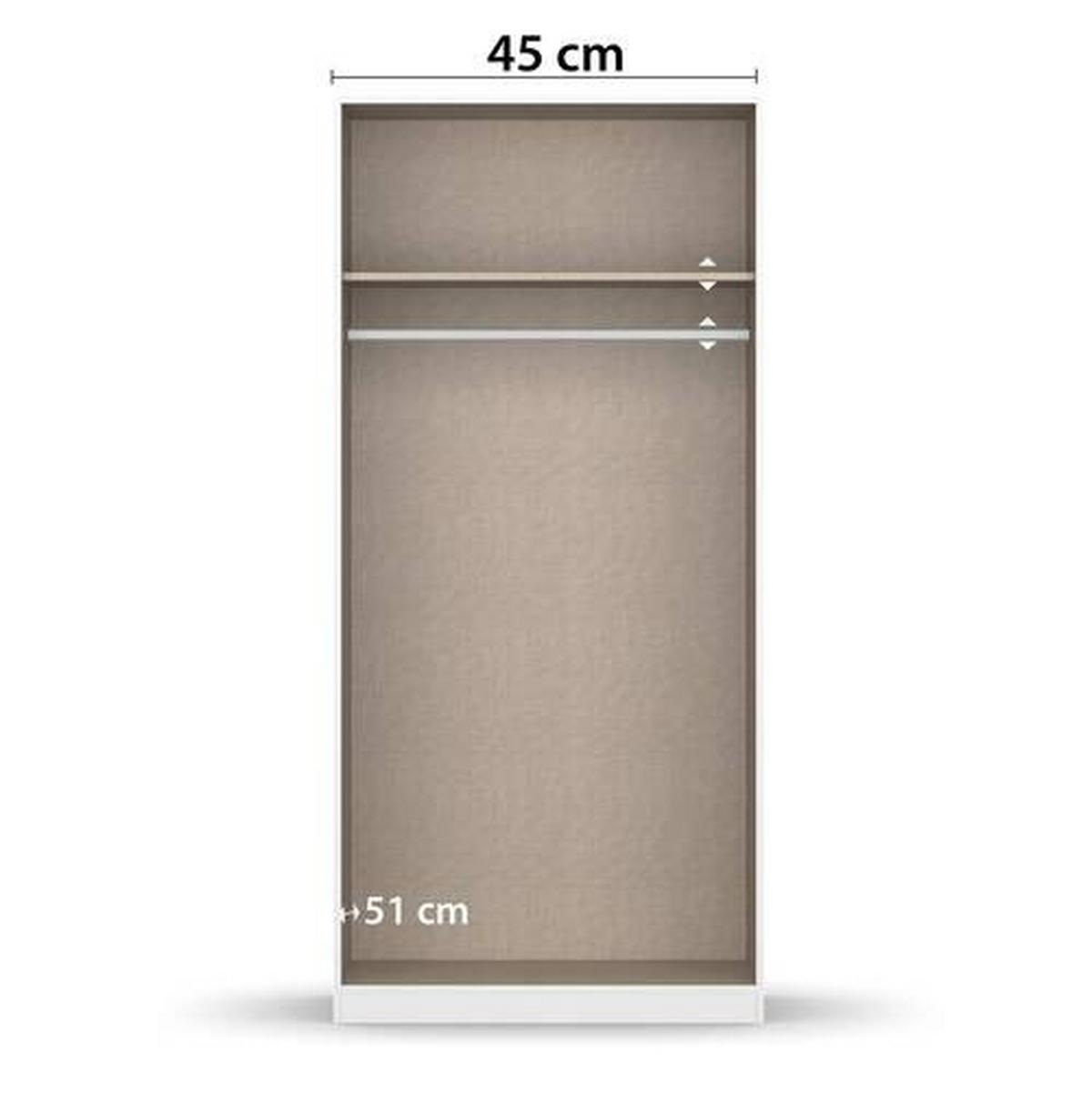 Drehtürenschrank 91 cm Berlin Weiß/Grau - Weiß/Grau, MODERN, Holzwerkstoff (91/210/54cm) - Rauch Möbel
