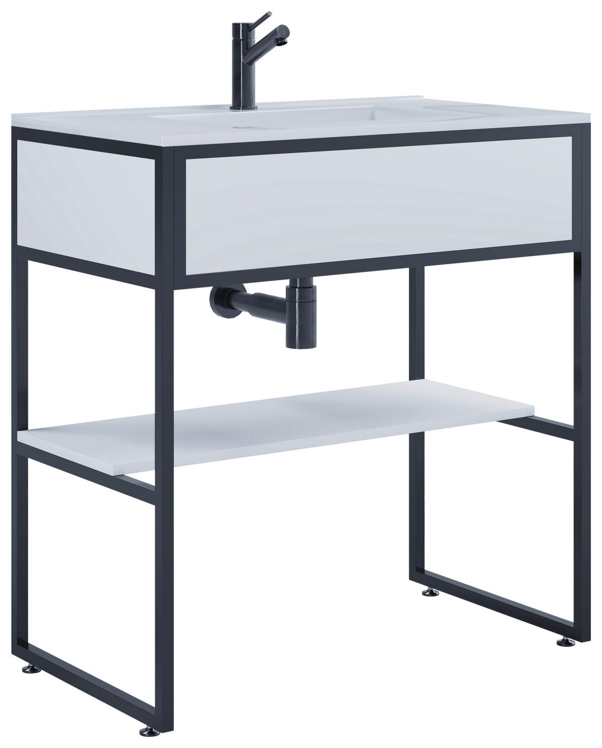 Waschtischkombi 2--Teilig. Waschplatz "bitila 80" - Schwarz/Weiß, MODERN, Keramik/Holzwerkstoff (80cm) - MID.YOU