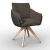 Stolička s podrúčkami Alja, hnedá - hnedá/farba buka, Modern, kov/drevo (66/89/62cm) - Bessagi Home