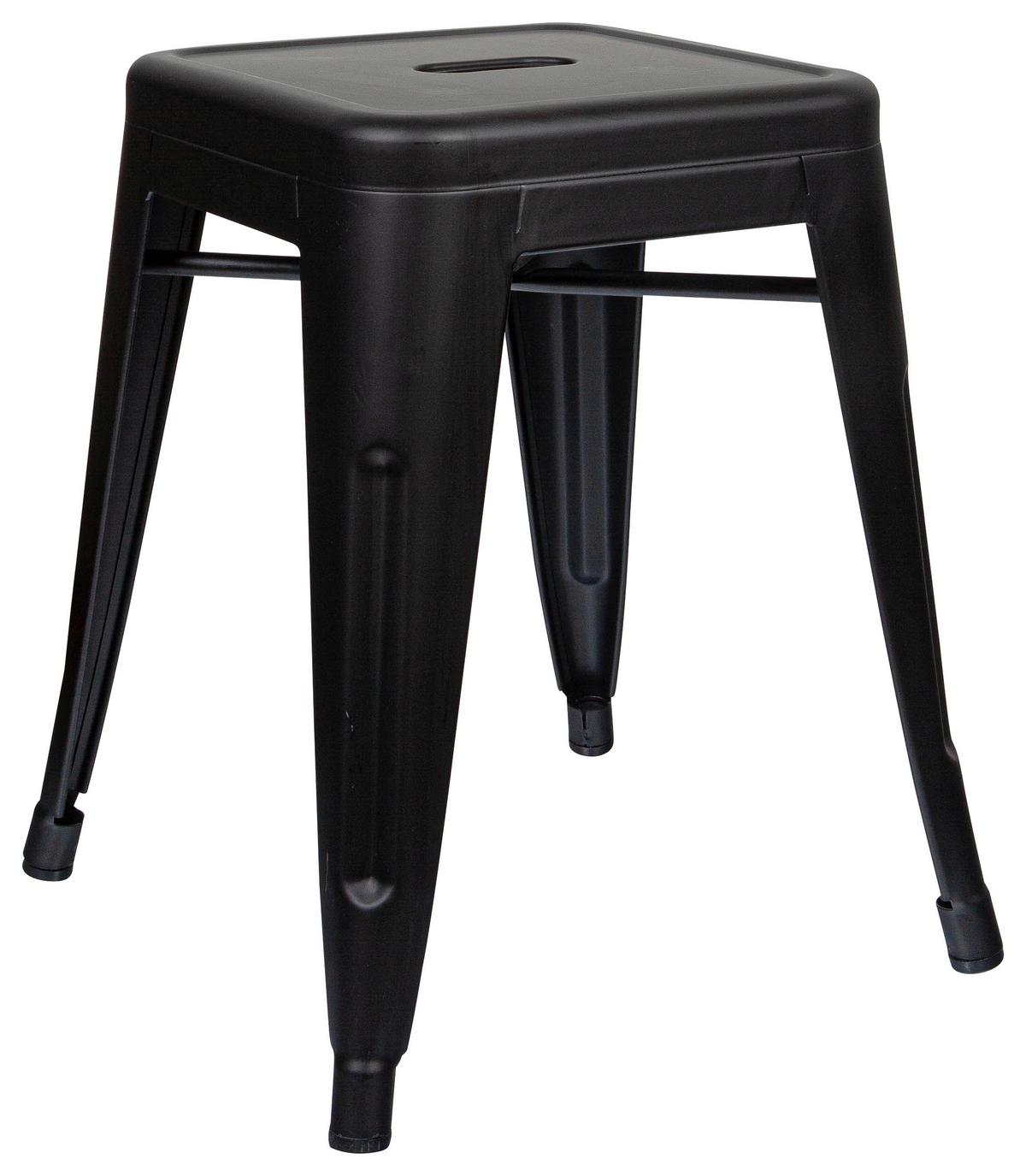 Hocker Vantaggio Brush Stahl Schwarz H: 46 cm Stapelbar - Schwarz, Basics, Metall (39/46/39cm) - MID.YOU