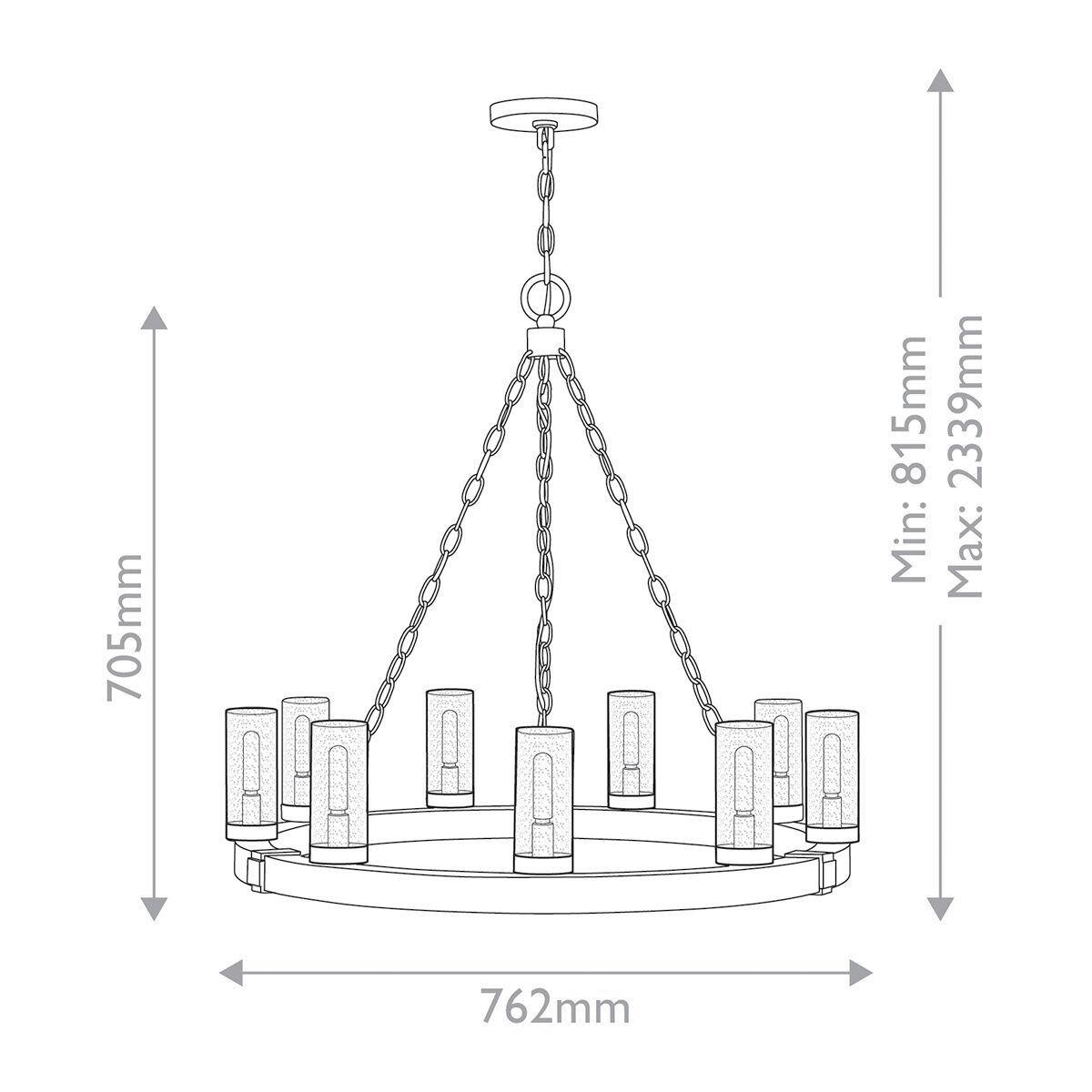 Csillár Hk-Sawyer9-Sq - fekete/vad tölgy, Konventionell, üveg/fém (76,2/81,5cm) - Elstead Lighting