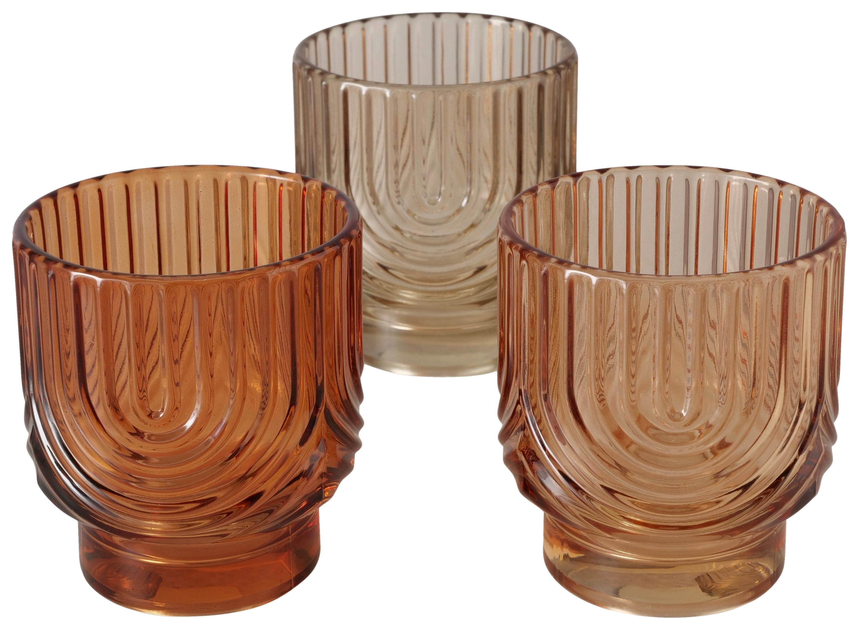 Stojan na svíčku ARCY I - oranžová/béžová, Konvenční, sklo (7/8cm) - Mömax