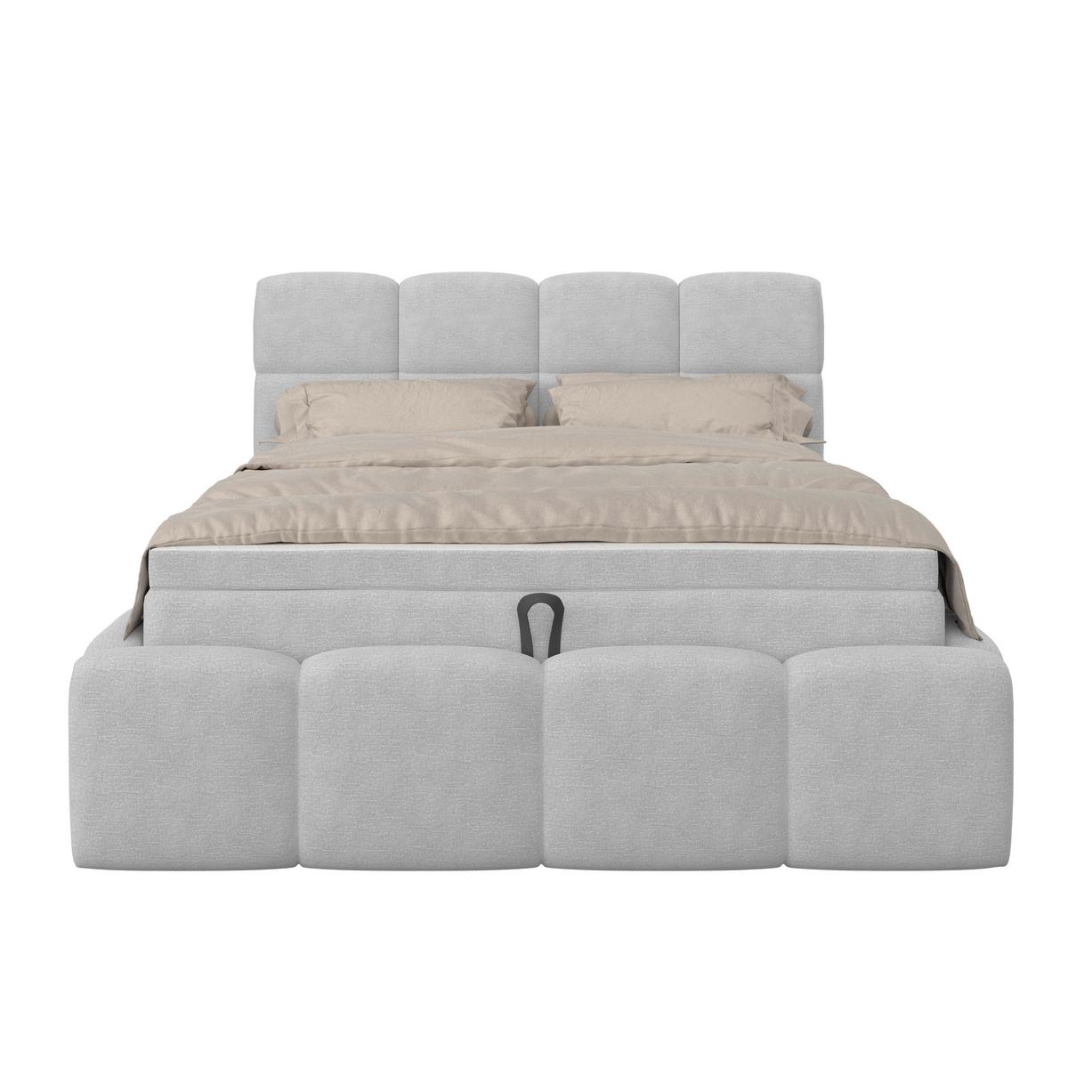 Polsterbett Noe Hellgrau 140x200 Cm - Hellgrau/Schwarz, Trend, Textil/Metall (140/200cm)