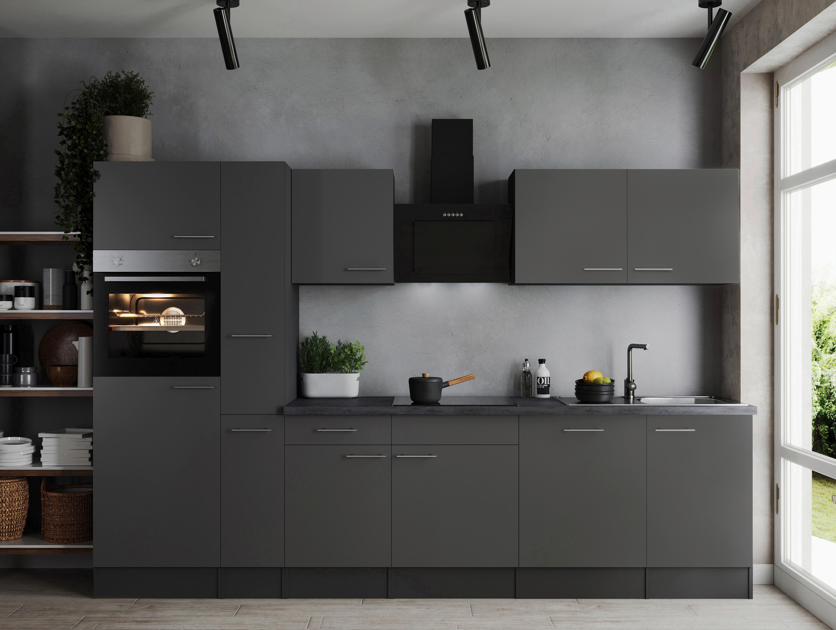 Küchenblock Oliver Grau B: 310 cm - Grau, Design, Holzwerkstoff (310cm) - Respekta