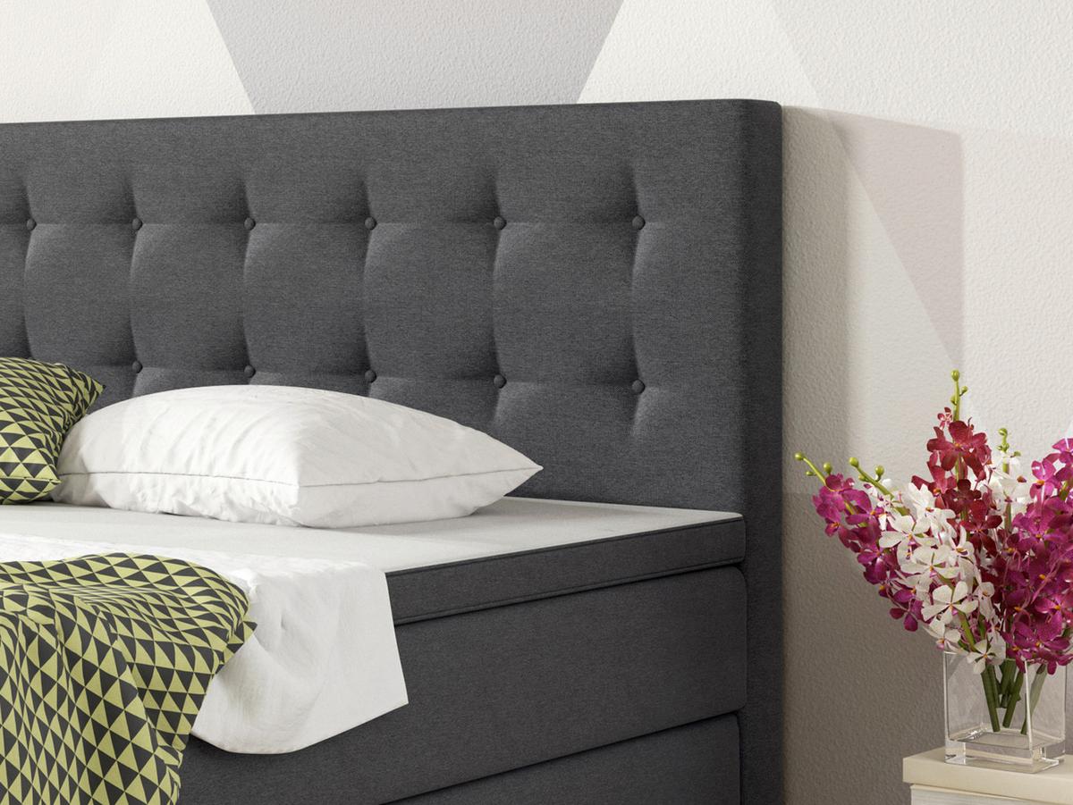 Boxspringbett mit Topper 180x200 Köln - Anthrazit/Silberfarben, KONVENTIONELL, Textil (180/115/210cm) - MID.YOU