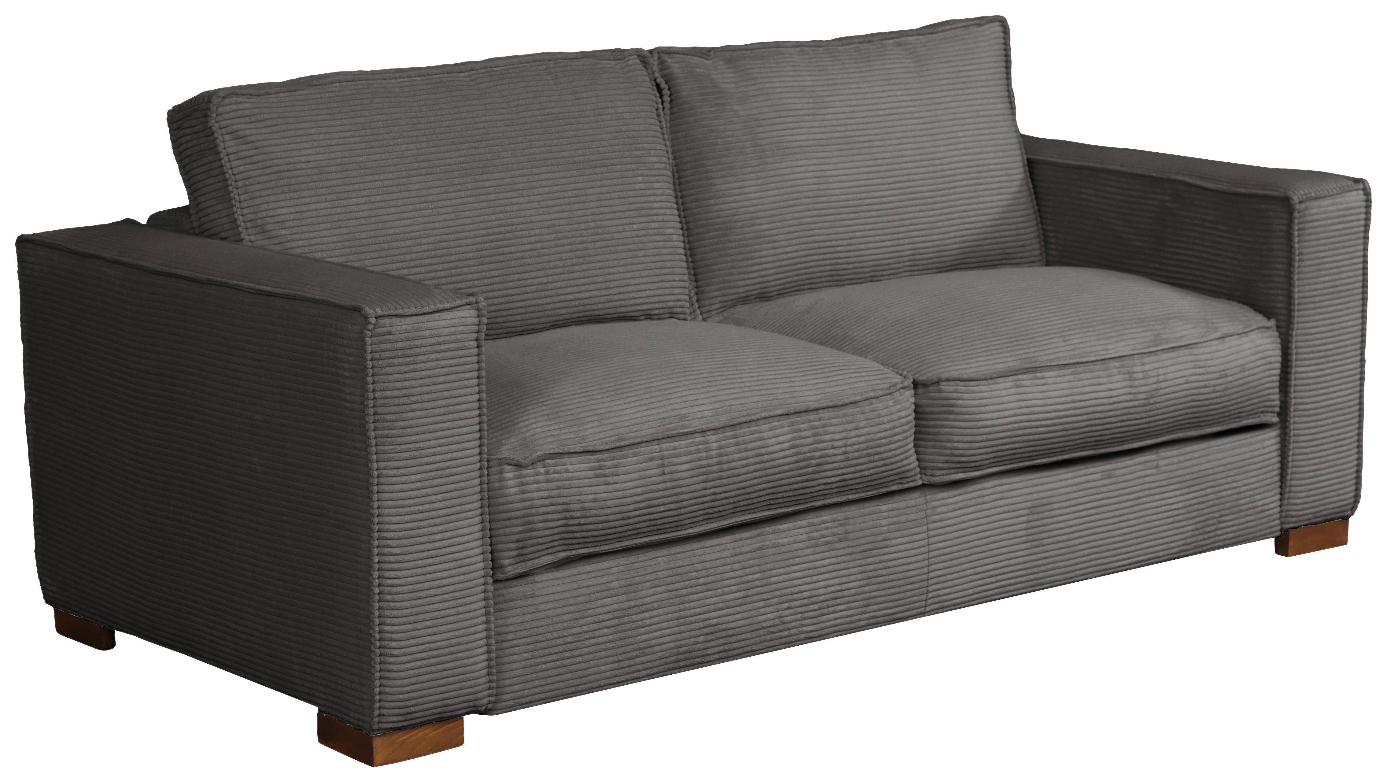Schlafsofa Texas Grau Cord, B: 203 Cm - Dunkelbraun/Grau, Design, Textil (203/85/99cm) - MID.YOU