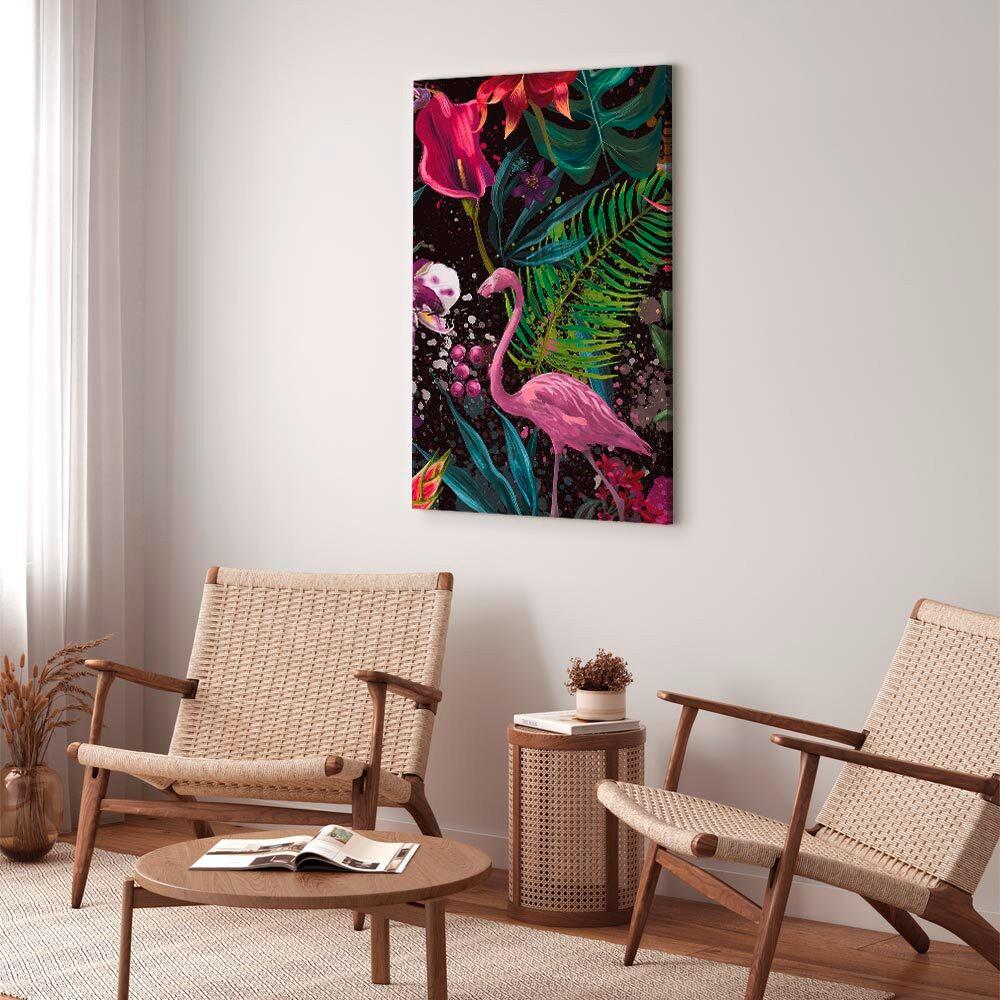 Leinwandbild Flamingo Land Multicolor B: 80 cm - Multicolor, Basics, Holz/Textil (80/120/1,2cm) - artgeist