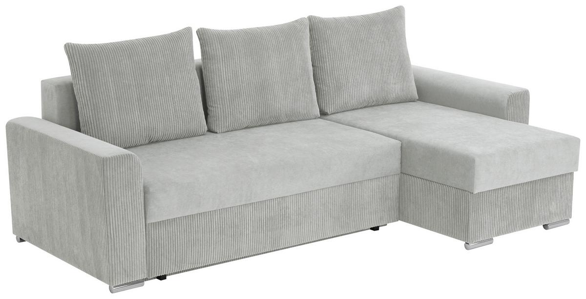 Ecksofa Diever Hellgrau S: 239x141 cm - Chromfarben/Hellgrau, Design, Textil (239/141cm) - Livetastic