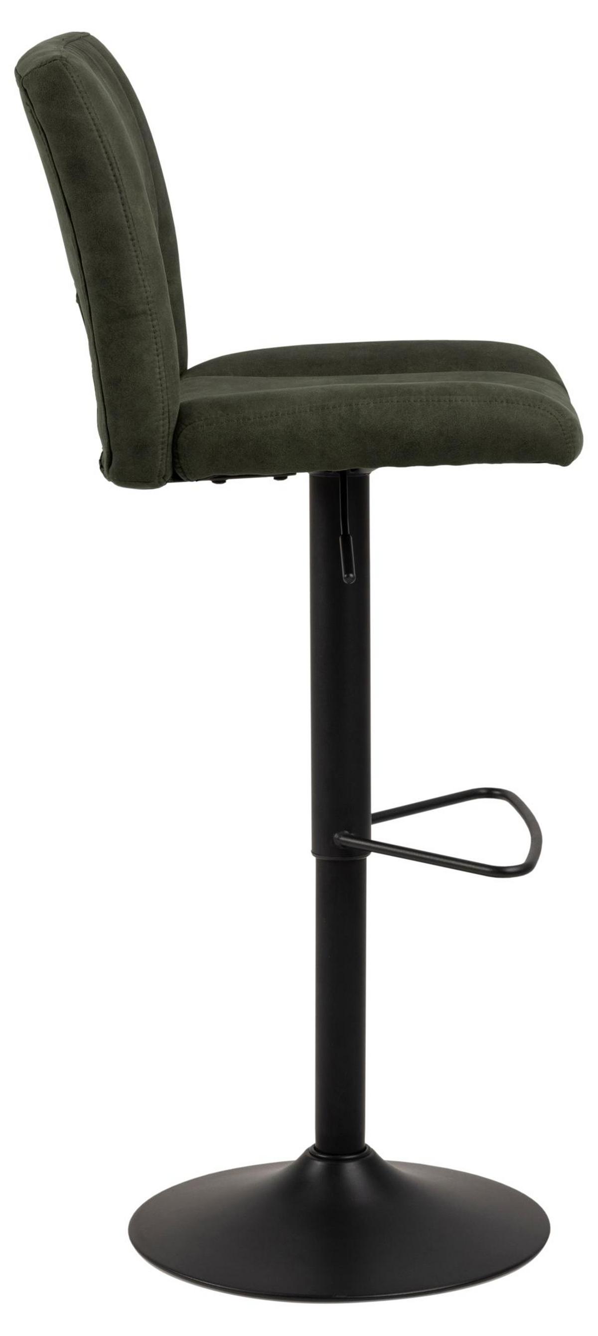 Barhocker Höhenverstellbar Mit Lehne Sylvia Olivgrün - Schwarz/Olivgrün, Basics, Textil/Metall (41,5/115/52cm) - MID.YOU