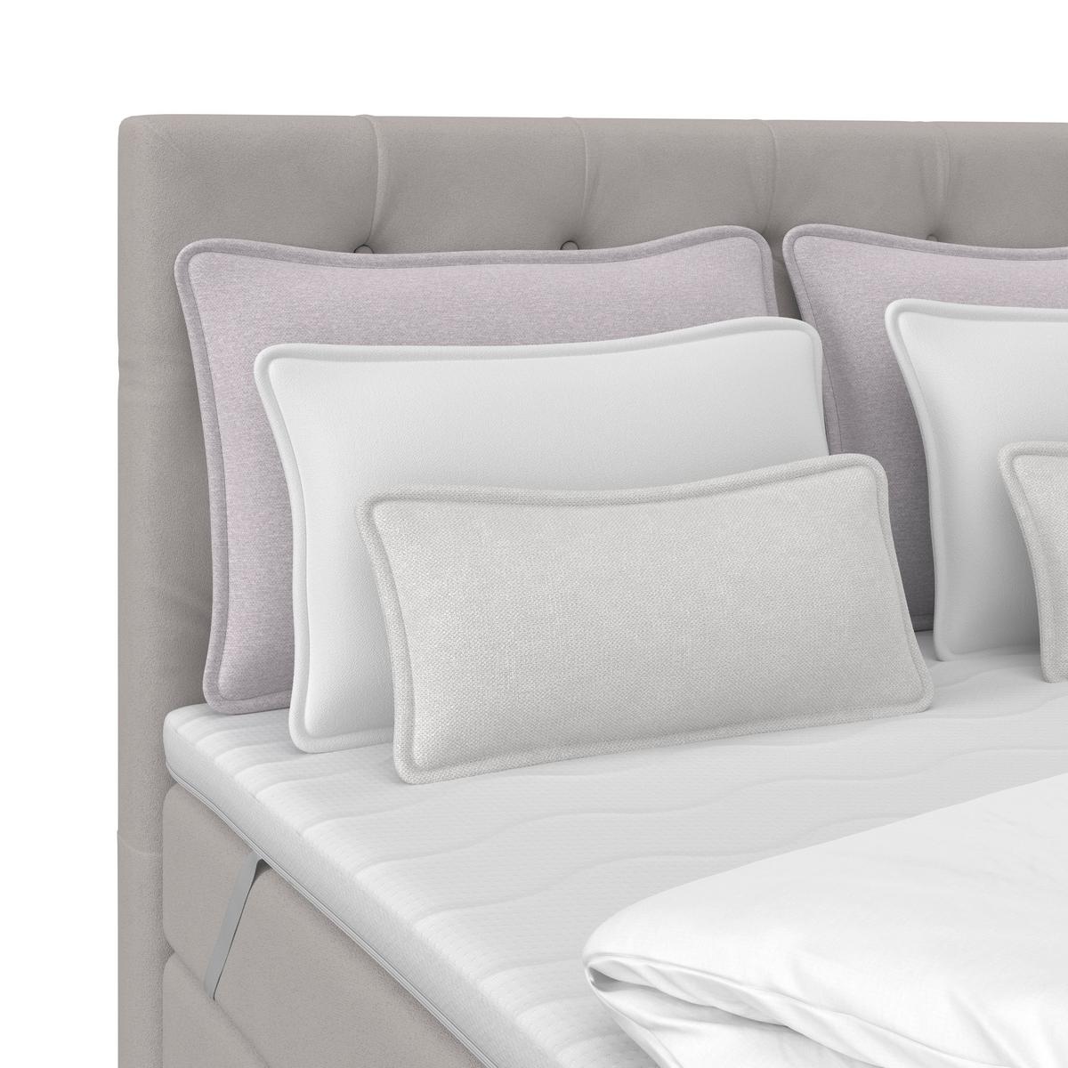 Boxspringbett Elio Silberfarben 140x200 cm H2 - Silberfarben/Schwarz, ROMANTIK / LANDHAUS, Textil (144/121/212cm) - James Wood