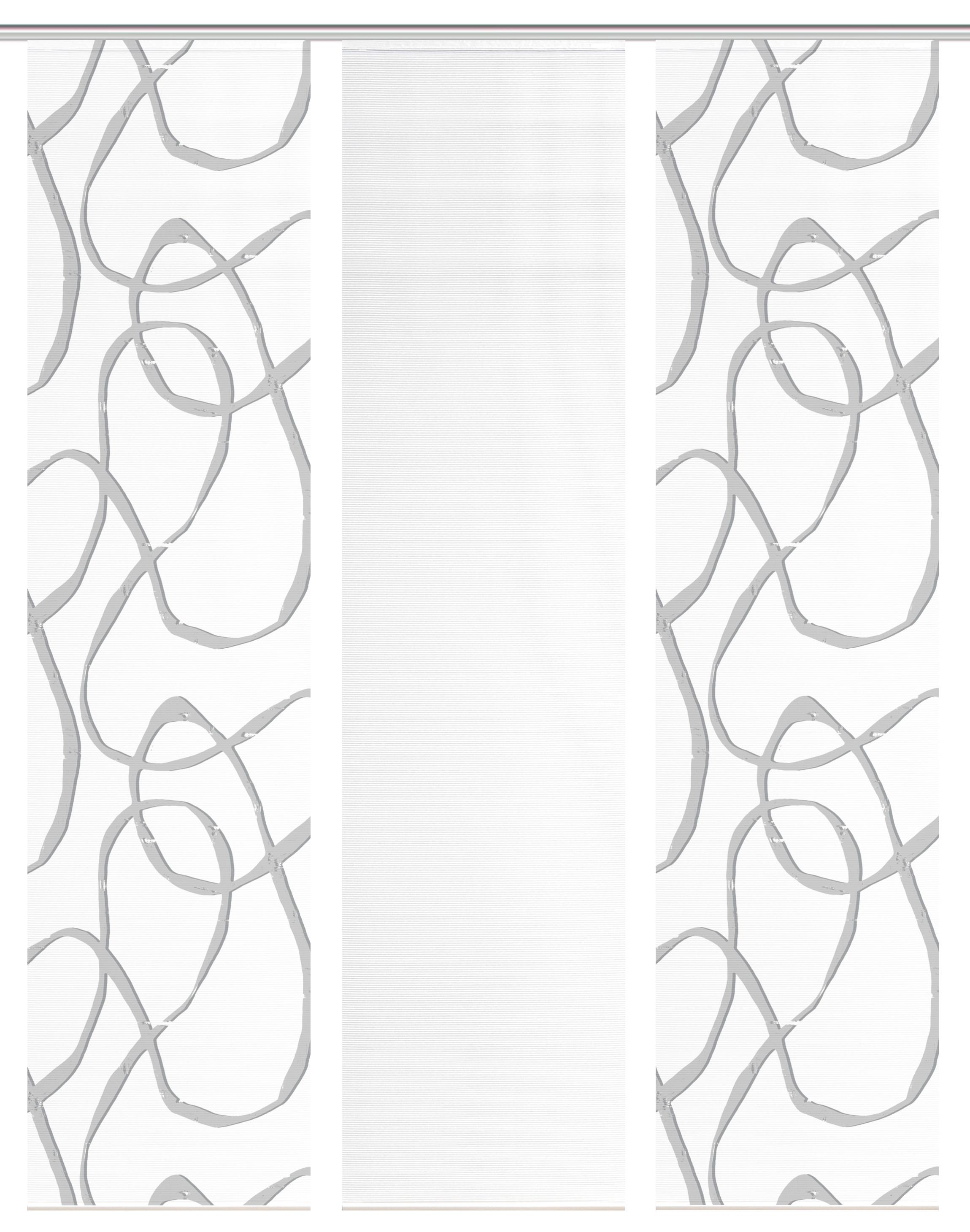 Flächenvorhang Ophelia 3er Set - Hellgrau/Weiß, KONVENTIONELL, Textil (180/260cm)