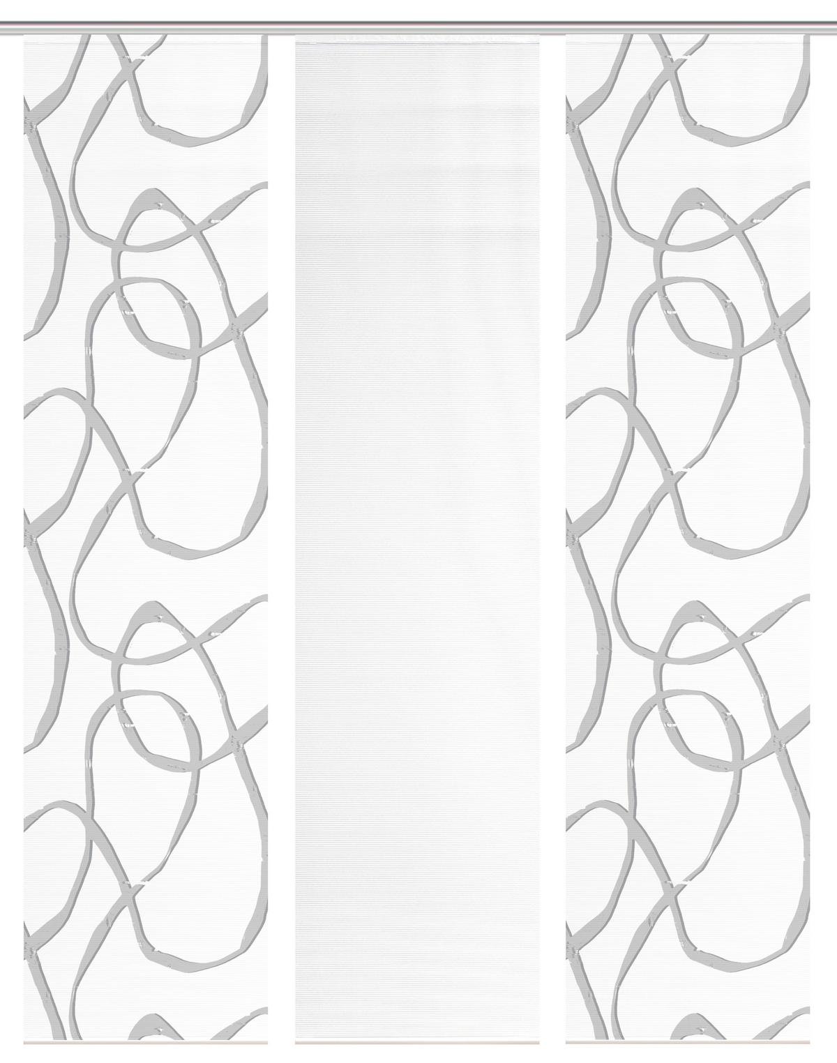 Flächenvorhang Ophelia 3er Set - Hellgrau/Weiß, KONVENTIONELL, Textil (180/260cm)