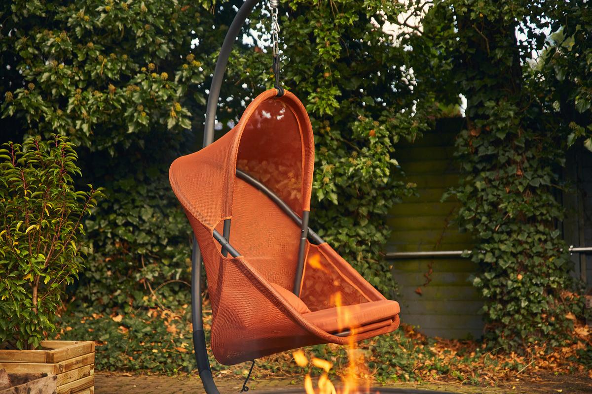 Hängesessel Mit Gestell Mit Sitz- Und Rückenkissen - Anthrazit/Rot, KONVENTIONELL, Kunststoff/Textil (123/195/106cm) - Siena Garden