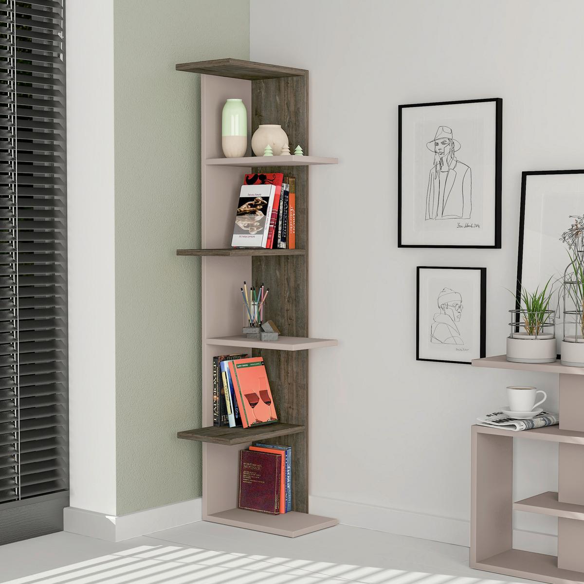 Bücherwand Saso, Braun/mokka B: 37 Cm - Braun/Mokka, Design, Holzwerkstoff (37/141/24cm) - Livetastic