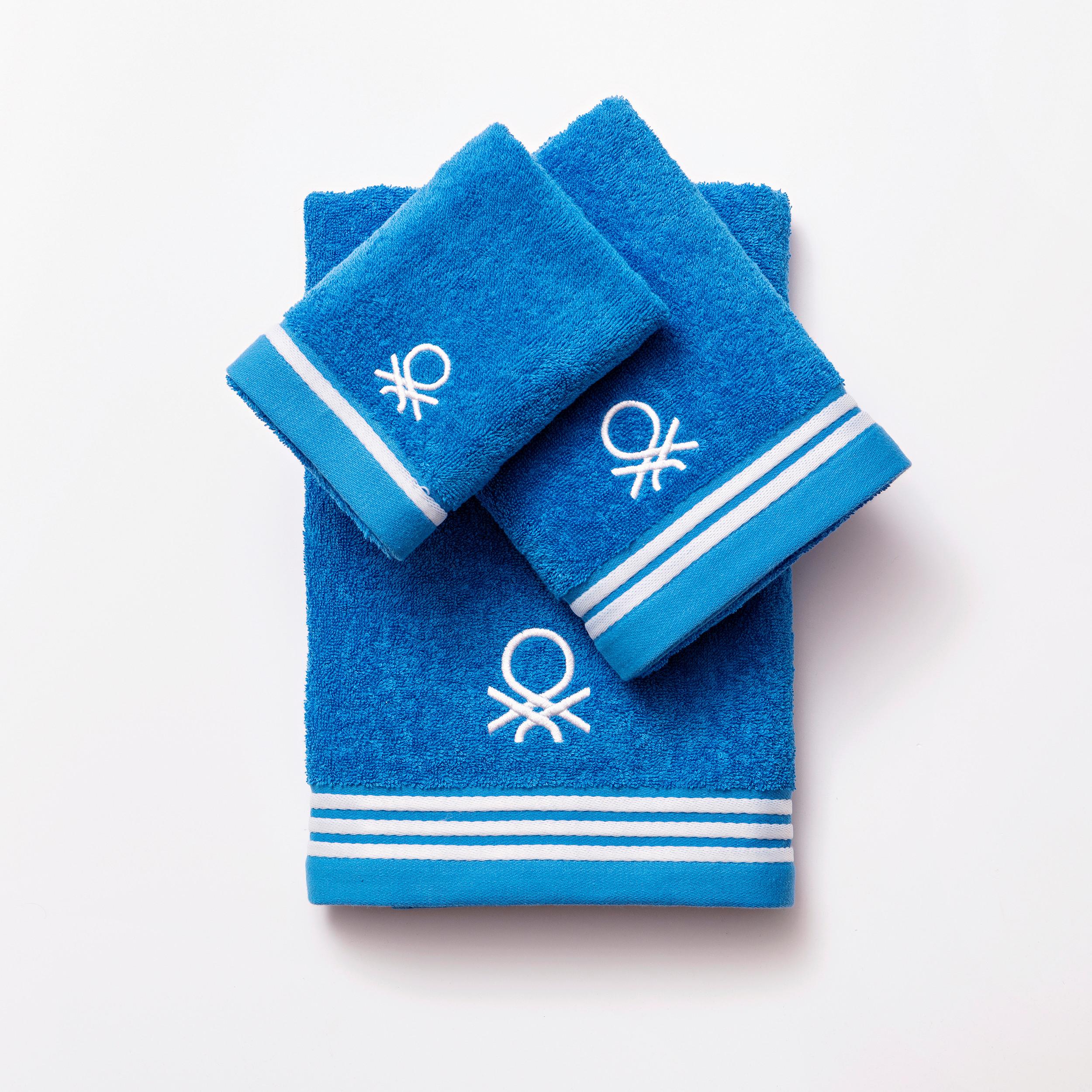 Badetücher Benetton Frottier 450 g/m2 Blau 3er-Pack - Blau, Basics, Textil - Benetton