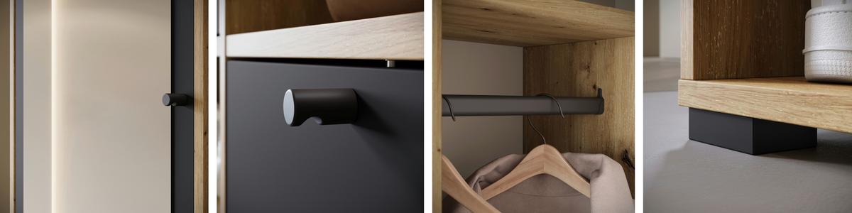 Garderobe Dino Eiche Artisan/schwarz B: 90 Cm - Schwarz/Eiche Artisan, Trend, Holzwerkstoff (90/190/33cm) - P & B