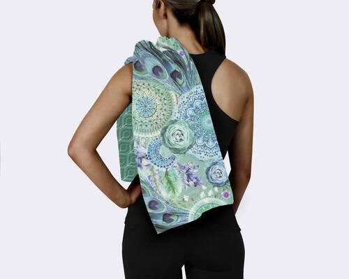 Sporthandtuch Kari Grün Petrol 50x100 cm - Petrol/Grün, Trend, Textil (50/100cm)